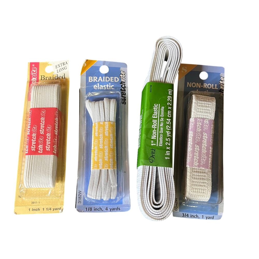 Lot of 4 multi size Braided Elastic BAnds white